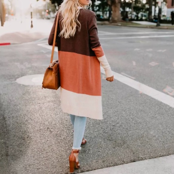 SOLD ⵗⵂⵗ Colorblock Cardigan Duster Sweater - Picture 4 of 8